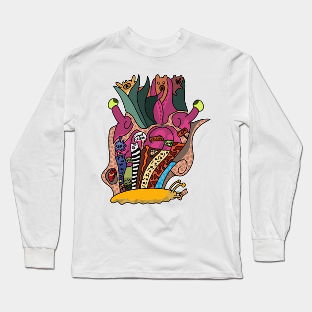 Tentacle monster eating bears Long Sleeve T-Shirt by The Mighty Shop of Mif